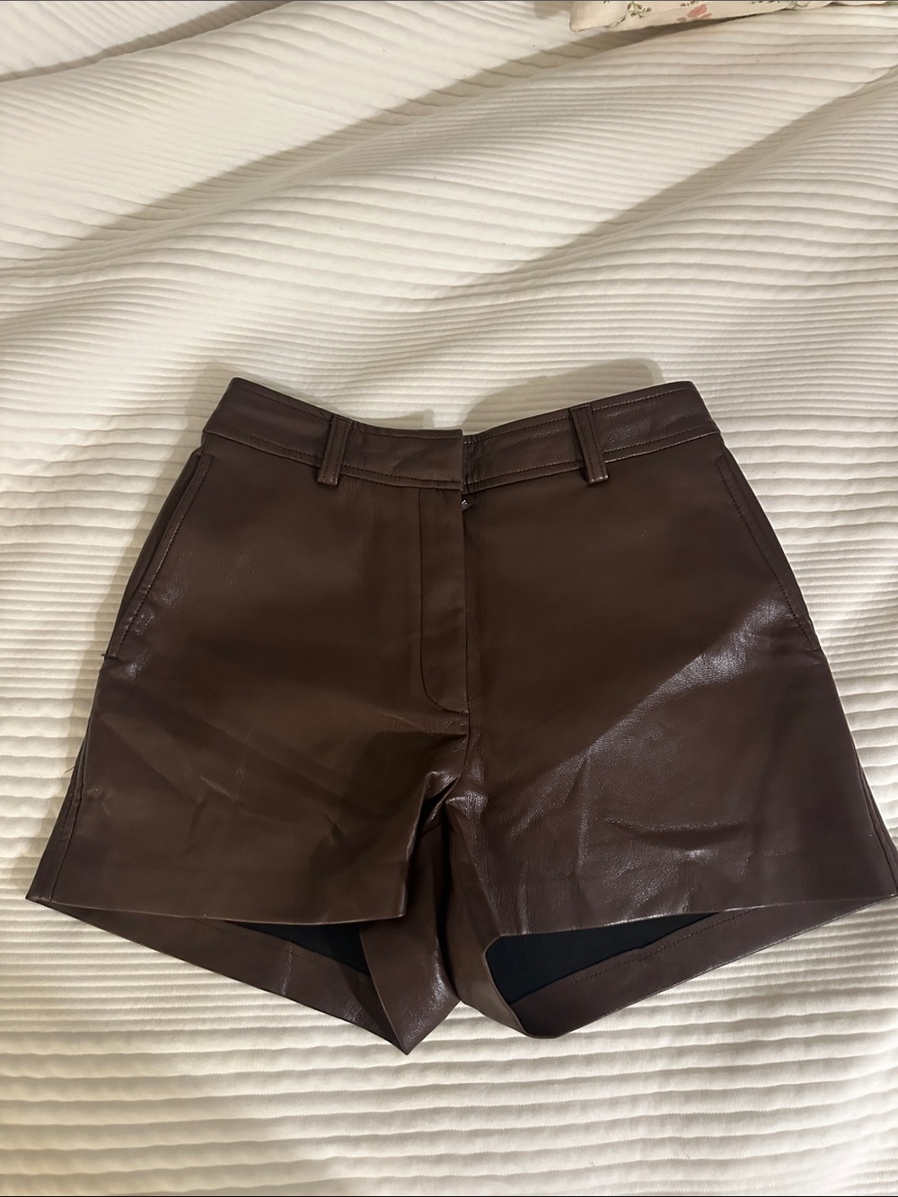 Aritzia Dark Brown Faux Leather Bermudas